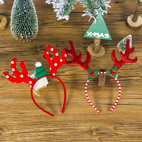 1pcs Christmas Headband For Kids Adult Christmas Deer Ears Christmas Party Deals Santa Xmas Hair Band Clasp Headwear